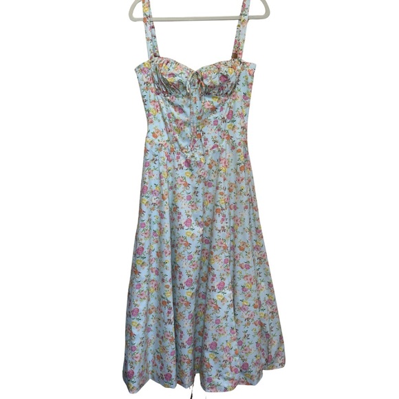 CARMEN Bustier Sundress – Pale Blue Meadow Print – Size L – NWT - Picture 2 of 7